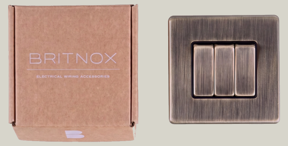 Britnox antique brass three-gang switch