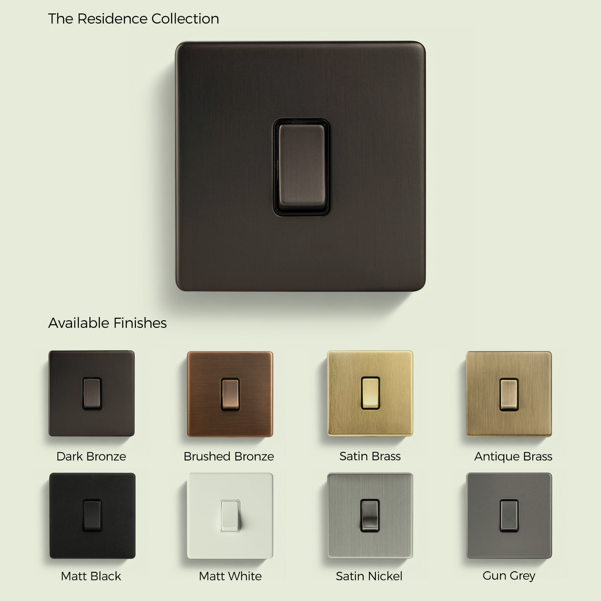 The Britnox Residence Collection shown in all eight metal finishes